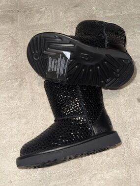 UGG Kids Black Shimmer Classic Short Boots